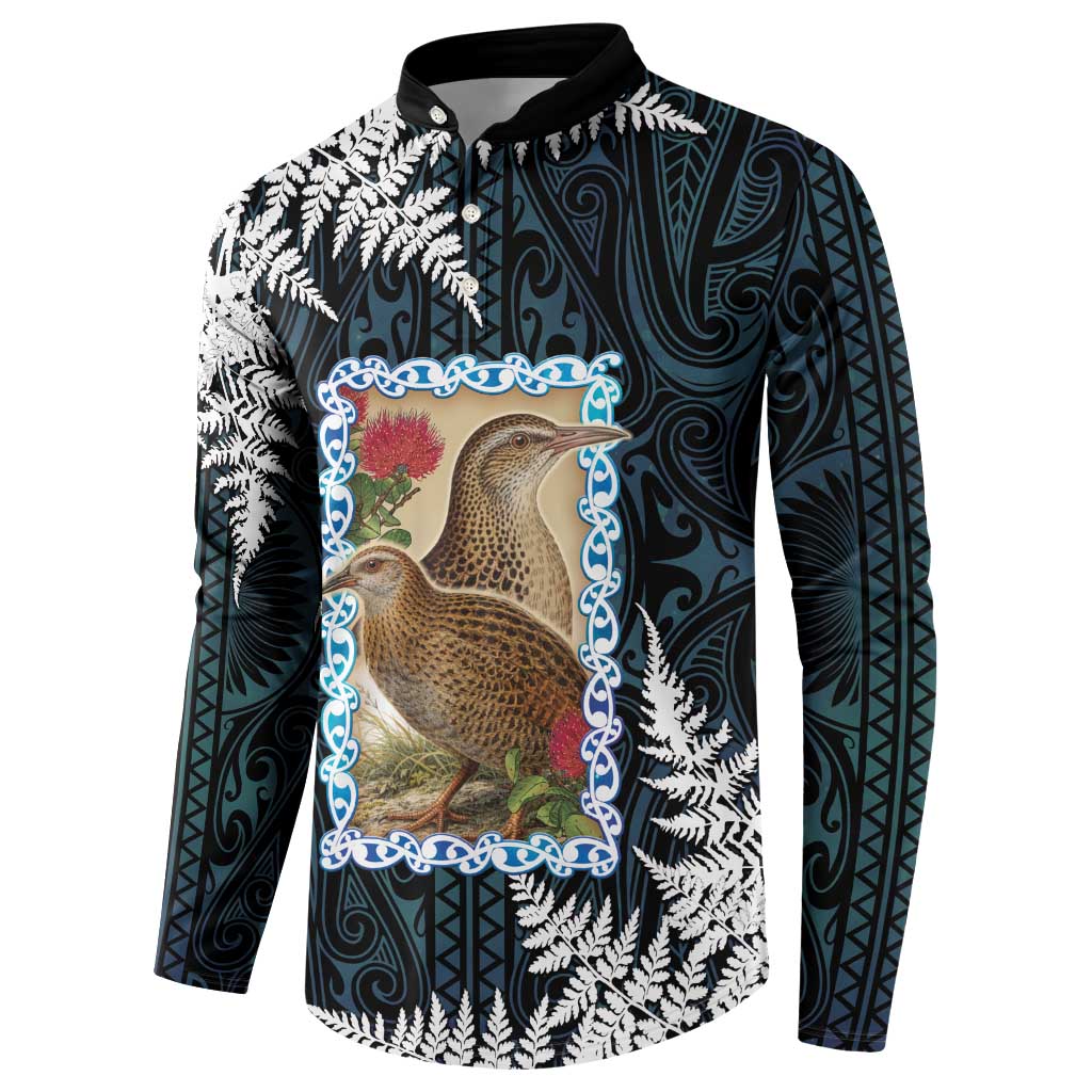New Zealand Weka Button Sweatshirt Maori Hen Koru Pattern LT05 - Polynesian Pride