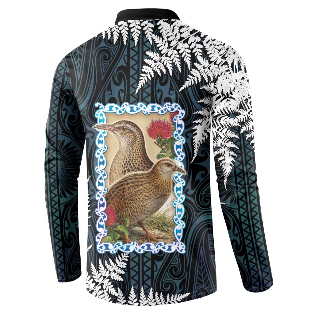 New Zealand Weka Button Sweatshirt Maori Hen Koru Pattern LT05 - Polynesian Pride