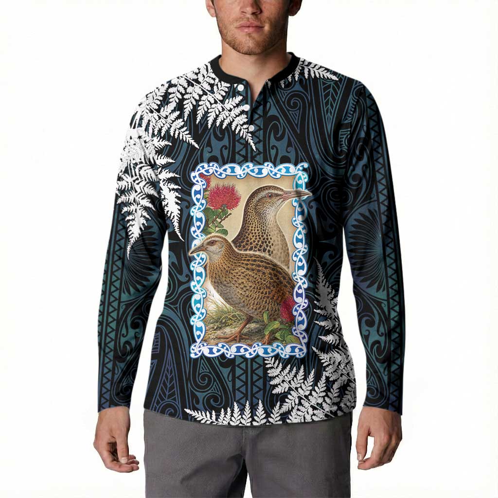 New Zealand Weka Button Sweatshirt Maori Hen Koru Pattern LT05 - Polynesian Pride