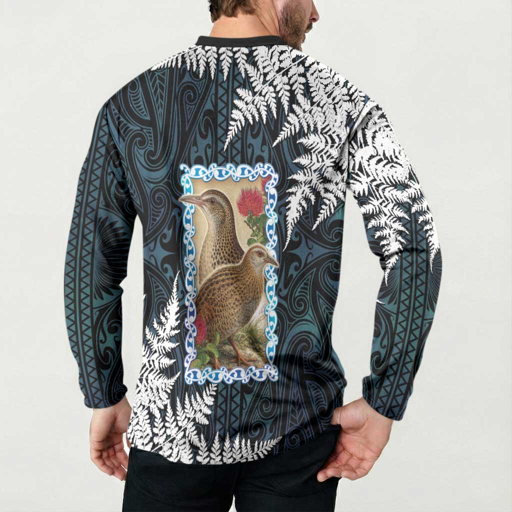 New Zealand Weka Button Sweatshirt Maori Hen Koru Pattern LT05 - Polynesian Pride