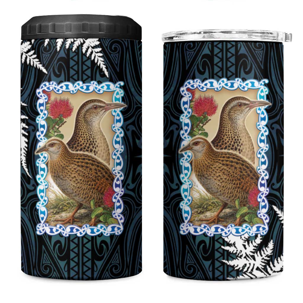 New Zealand Weka 4 in 1 Can Cooler Tumbler Maori Hen Koru Pattern LT05 One Size: 16 oz Black - Polynesian Pride
