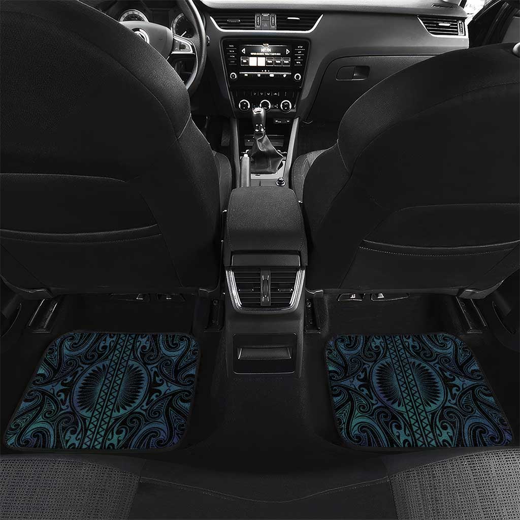 New Zealand Weka Car Mats Maori Hen Koru Pattern LT05 Set 2pcs - Back Black - Polynesian Pride