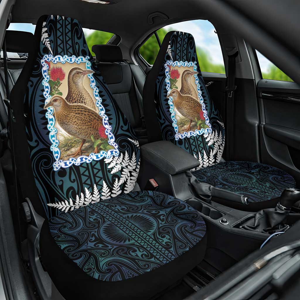 New Zealand Weka Car Seat Cover Maori Hen Koru Pattern LT05 One Size Black - Polynesian Pride