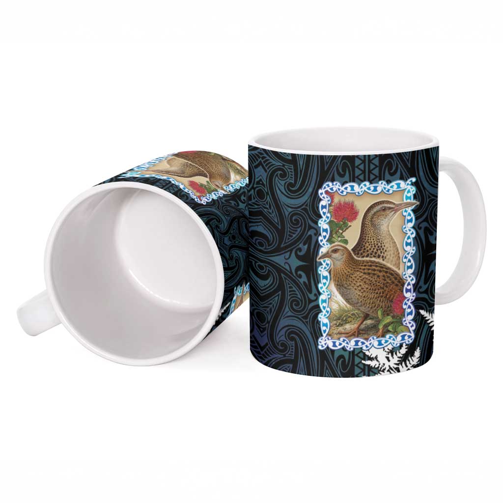 New Zealand Weka Ceramic Mug Maori Hen Koru Pattern - Polynesian Pride