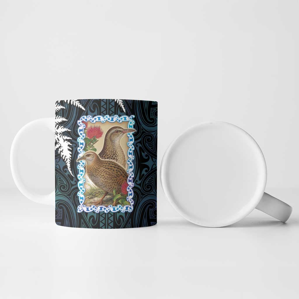 New Zealand Weka Ceramic Mug Maori Hen Koru Pattern - Polynesian Pride