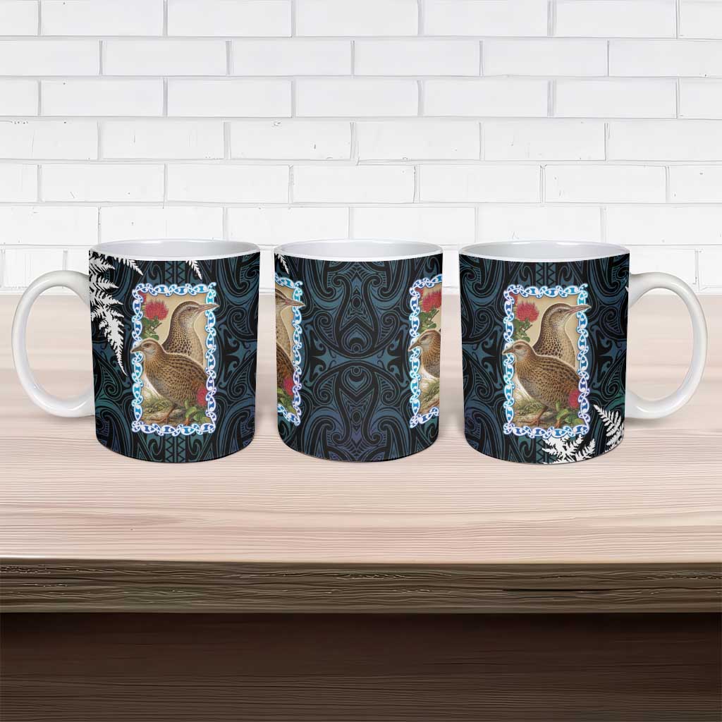 New Zealand Weka Ceramic Mug Maori Hen Koru Pattern - Polynesian Pride