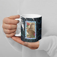 New Zealand Weka Ceramic Mug Maori Hen Koru Pattern - Polynesian Pride