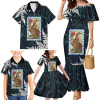 New Zealand Weka Family Matching Mermaid Dress and Hawaiian Shirt Maori Hen Koru Pattern - Polynesian Pride