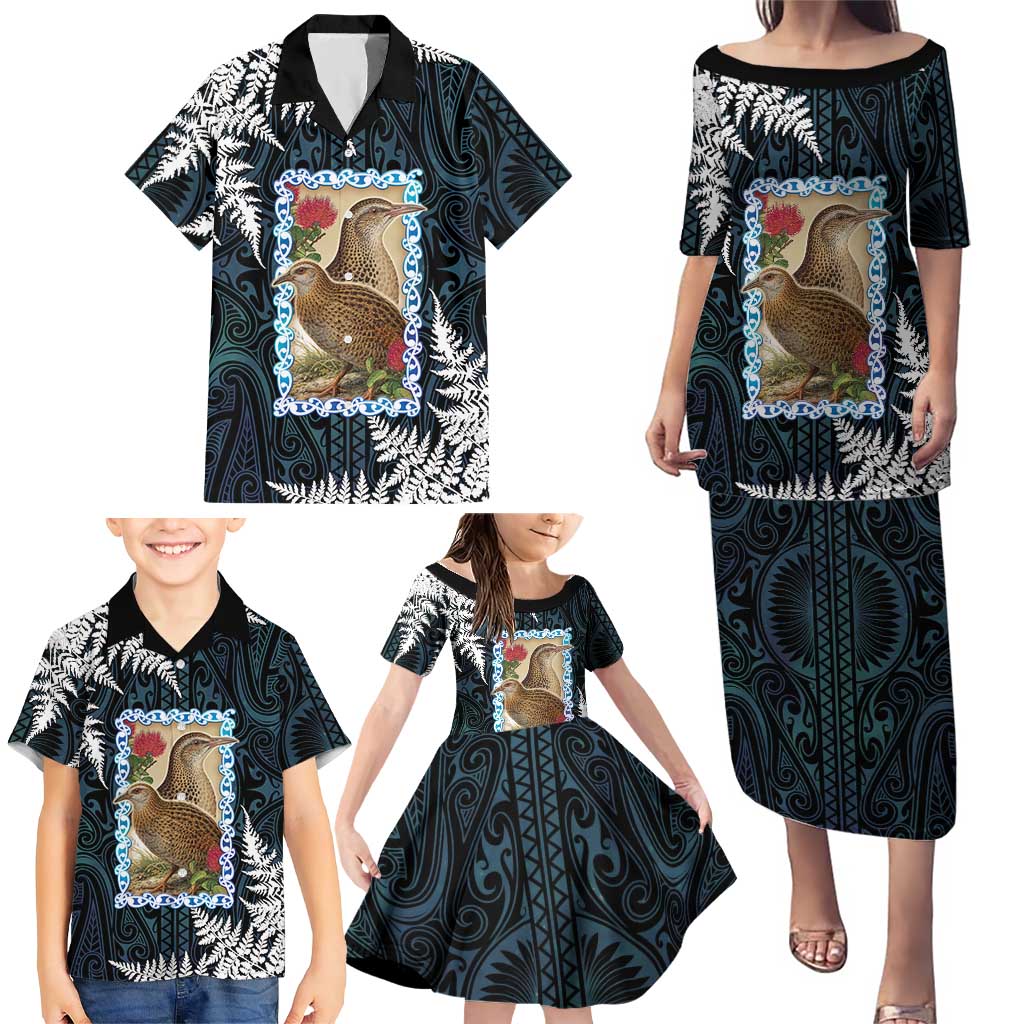 New Zealand Weka Family Matching Puletasi and Hawaiian Shirt Maori Hen Koru Pattern - Polynesian Pride