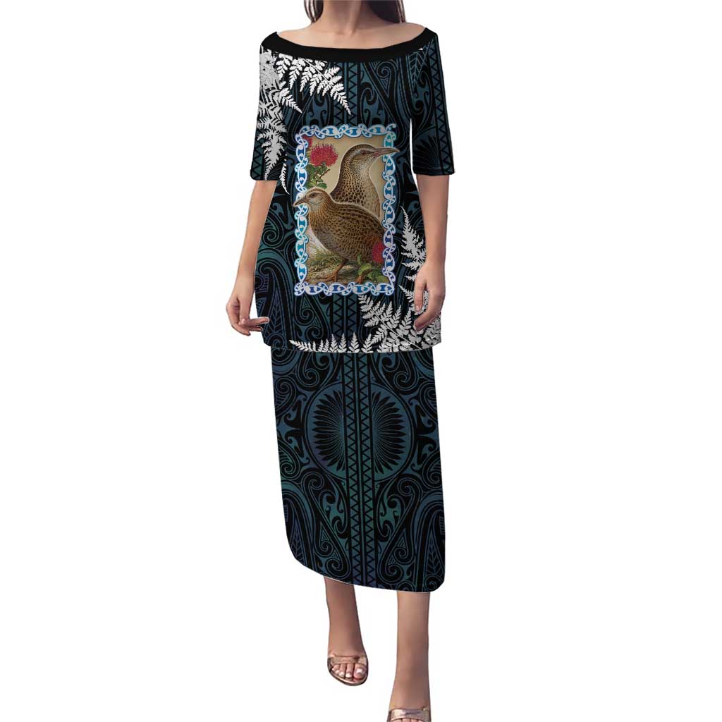 New Zealand Weka Family Matching Puletasi and Hawaiian Shirt Maori Hen Koru Pattern