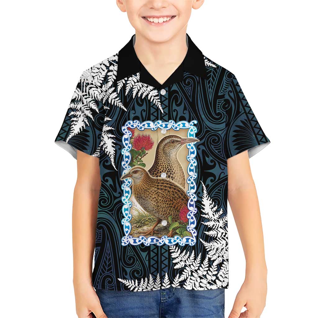 New Zealand Weka Family Matching Tank Maxi Dress and Hawaiian Shirt Maori Hen Koru Pattern