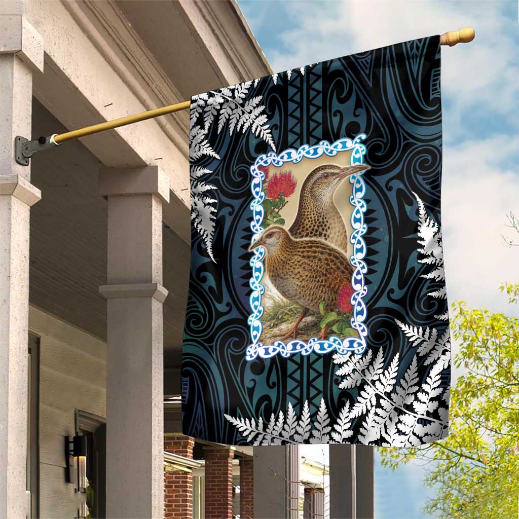 New Zealand Weka Garden Flag Maori Hen Koru Pattern LT05 House Flag Black - Polynesian Pride