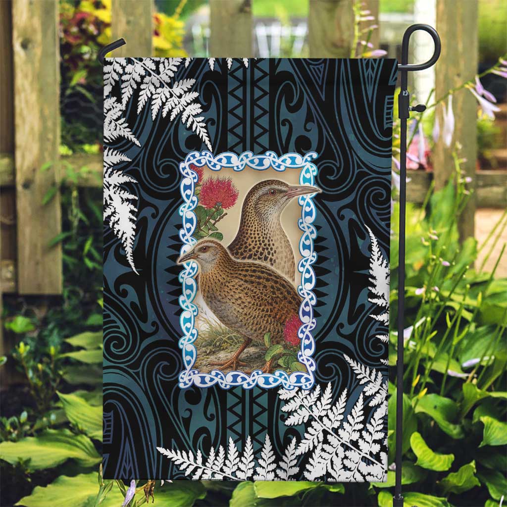 New Zealand Weka Garden Flag Maori Hen Koru Pattern LT05 Garden Flag Black - Polynesian Pride