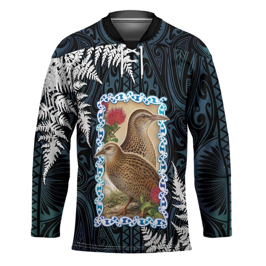 New Zealand Weka Hockey Jersey Maori Hen Koru Pattern LT05 Unisex Black - Polynesian Pride