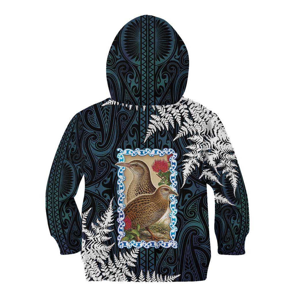 New Zealand Weka Kid Hoodie Maori Hen Koru Pattern LT05 - Polynesian Pride