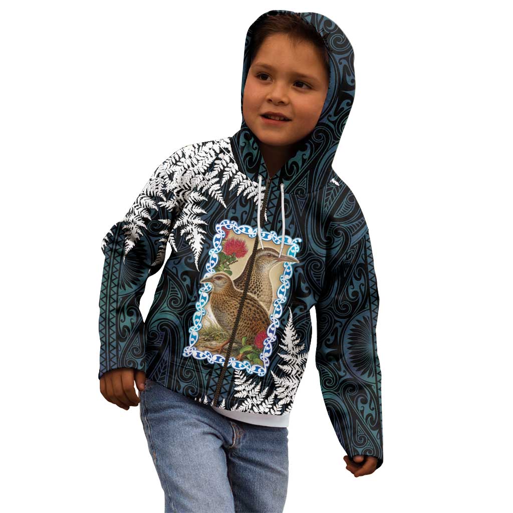 New Zealand Weka Kid Hoodie Maori Hen Koru Pattern LT05 - Polynesian Pride