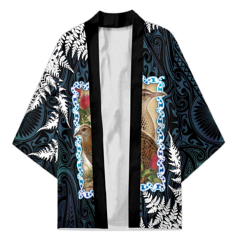 New Zealand Weka Kimono Maori Hen Koru Pattern LT05 Unisex Black - Polynesian Pride
