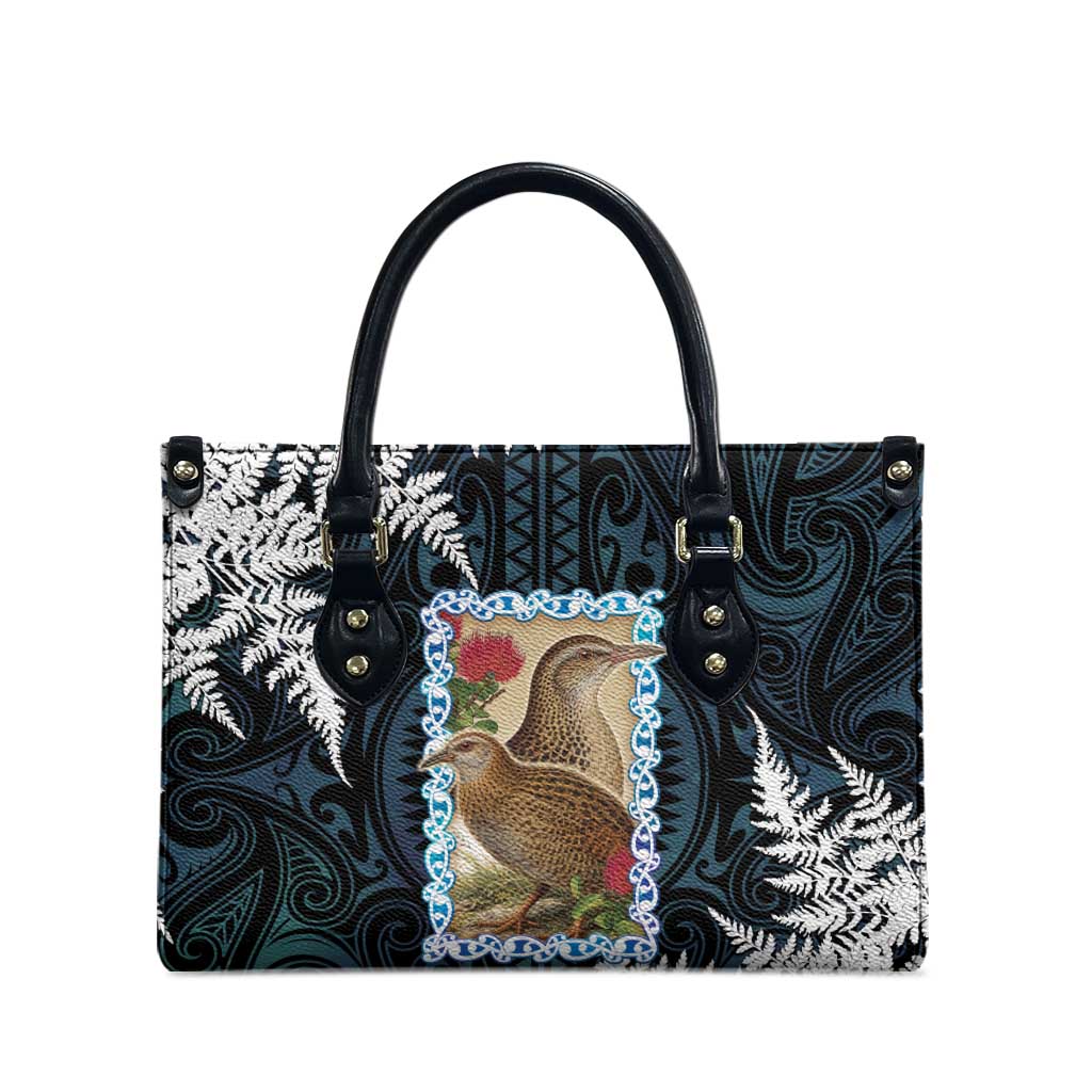 New Zealand Weka Leather Bag Maori Hen Koru Pattern LT05 - Polynesian Pride