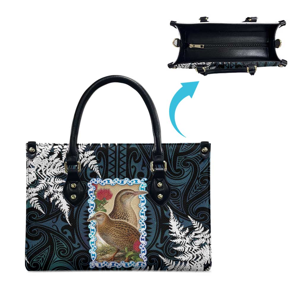New Zealand Weka Leather Bag Maori Hen Koru Pattern LT05 - Polynesian Pride