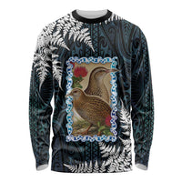 New Zealand Weka Long Sleeve Shirt Maori Hen Koru Pattern LT05 Unisex Black - Polynesian Pride