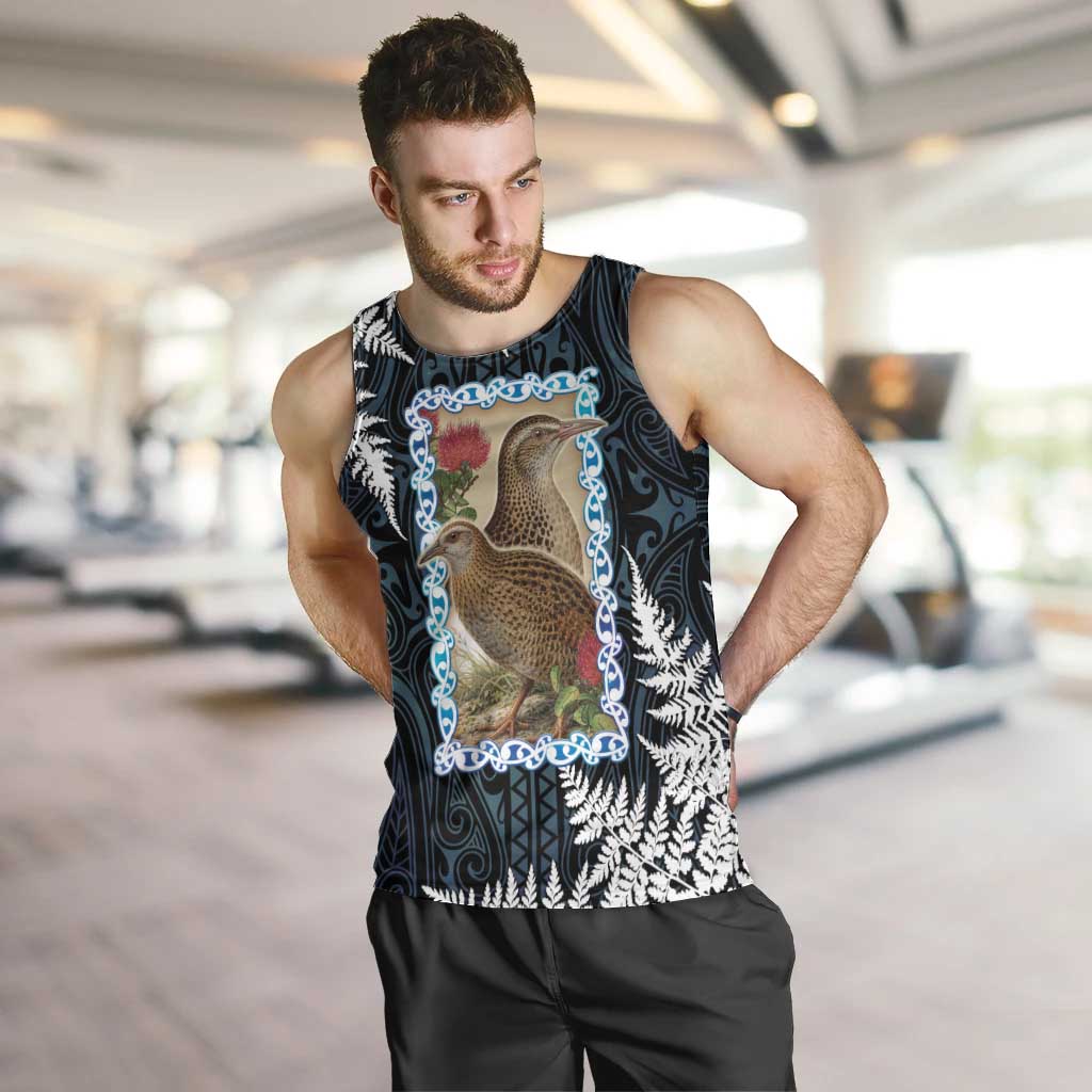 New Zealand Weka Men Tank Top Maori Hen Koru Pattern LT05 Black - Polynesian Pride