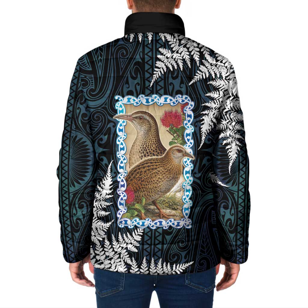 New Zealand Weka Padded Jacket Maori Hen Koru Pattern LT05 - Polynesian Pride