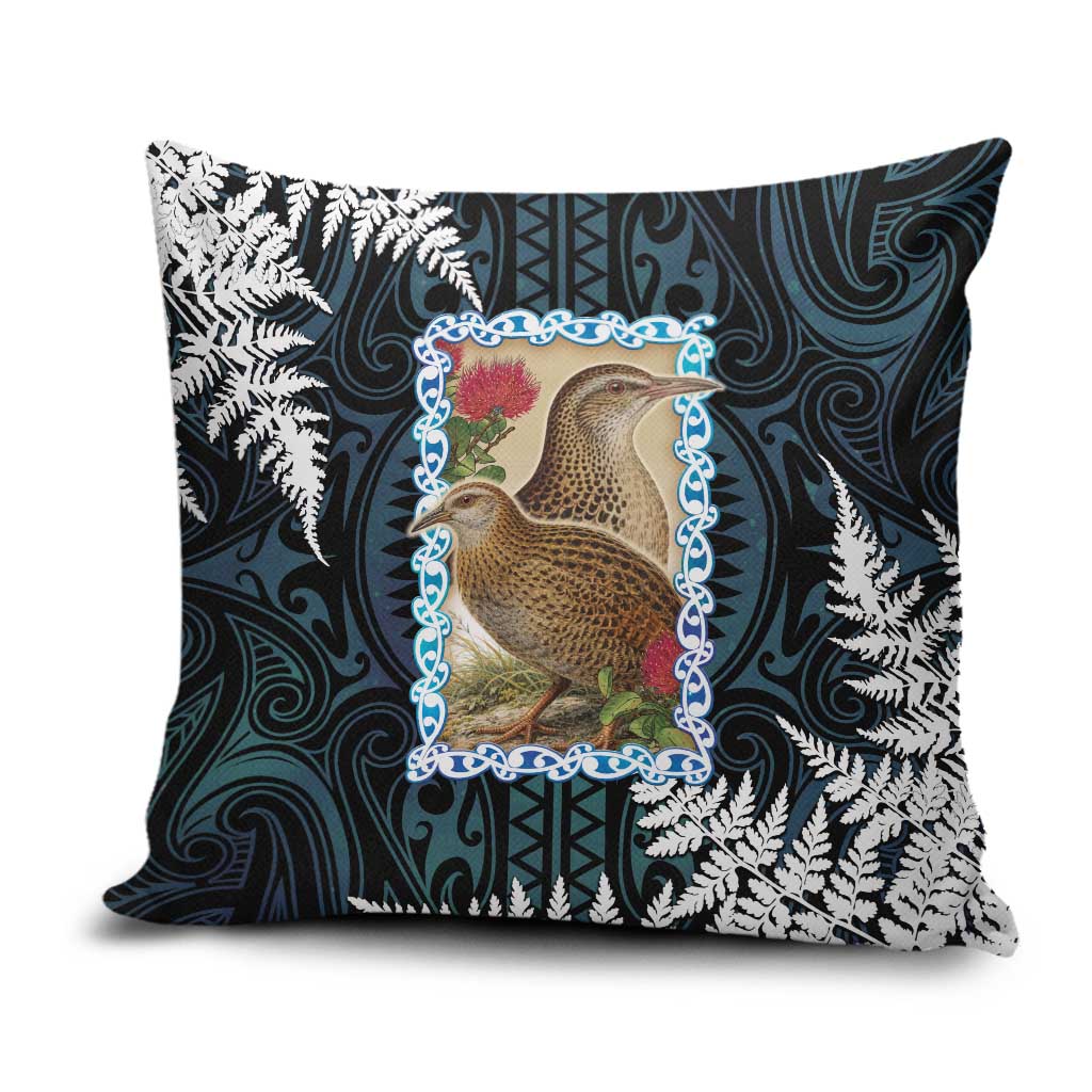 New Zealand Weka Pillow Cover Maori Hen Koru Pattern LT05 Black - Polynesian Pride