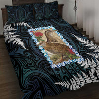 New Zealand Weka Quilt Bed Set Maori Hen Koru Pattern LT05 Black - Polynesian Pride