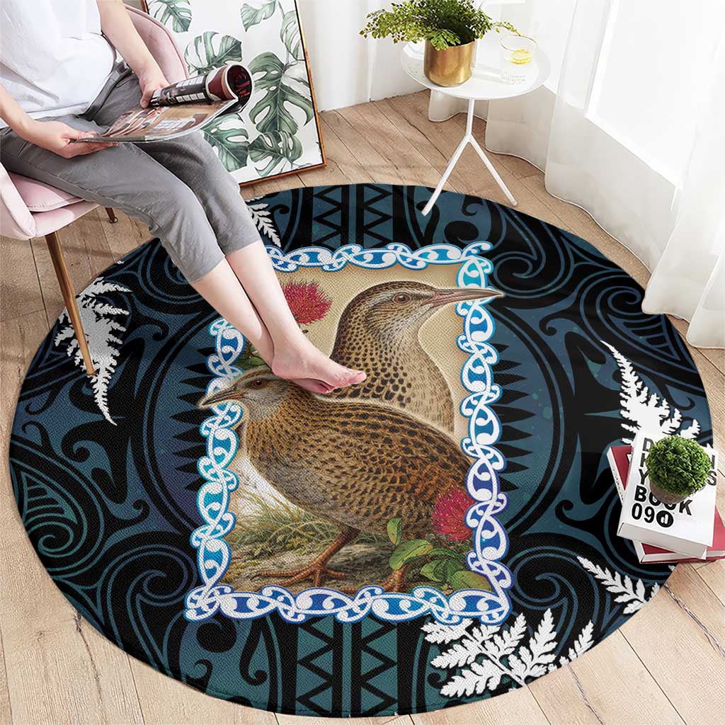 New Zealand Weka Round Carpet Maori Hen Koru Pattern LT05 - Polynesian Pride