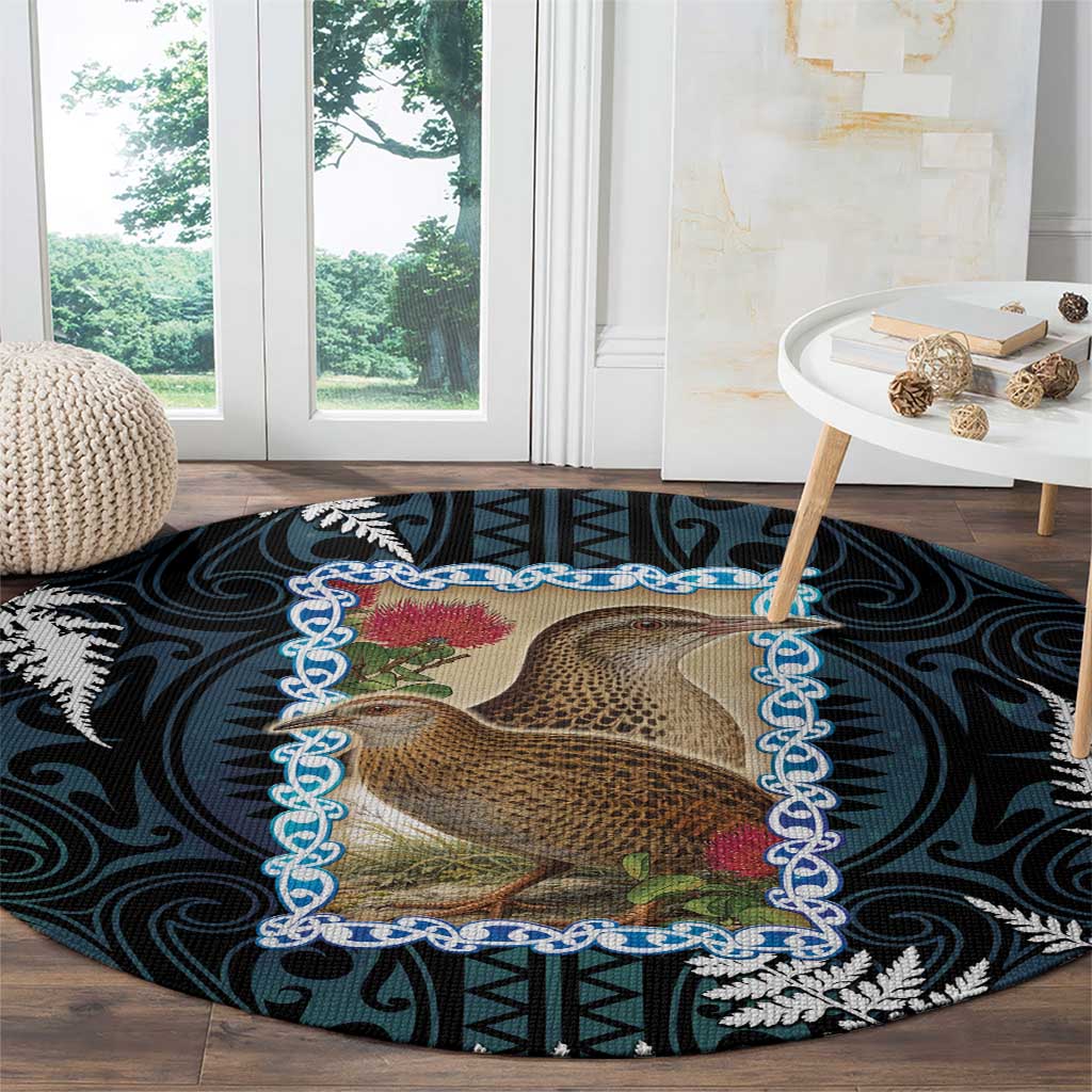 New Zealand Weka Round Carpet Maori Hen Koru Pattern LT05 - Polynesian Pride