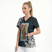 New Zealand Weka Scrub Top Maori Hen Koru Pattern LT05 - Polynesian Pride