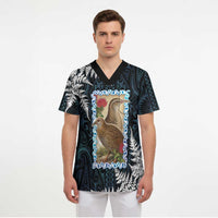New Zealand Weka Scrub Top Maori Hen Koru Pattern LT05 - Polynesian Pride