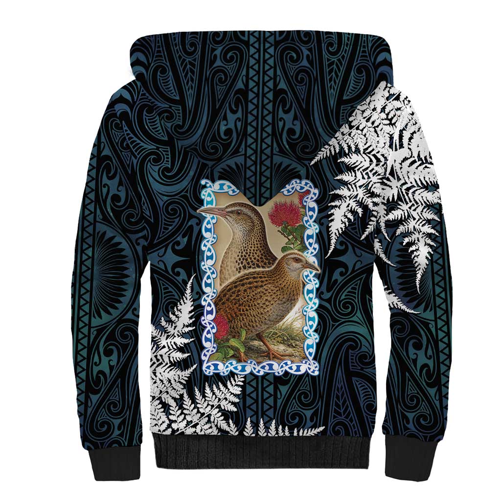 New Zealand Weka Sherpa Hoodie Maori Hen Koru Pattern LT05 - Polynesian Pride