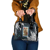 New Zealand Weka Shoulder Handbag Maori Hen Koru Pattern LT05 One Size Black - Polynesian Pride