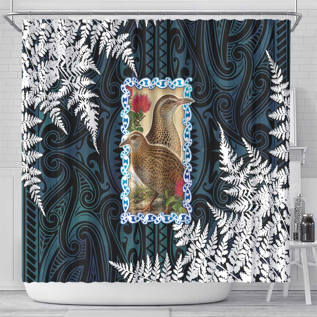 New Zealand Weka Shower Curtain Maori Hen Koru Pattern LT05 - Polynesian Pride