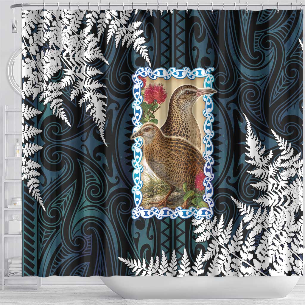 New Zealand Weka Shower Curtain Maori Hen Koru Pattern LT05 - Polynesian Pride