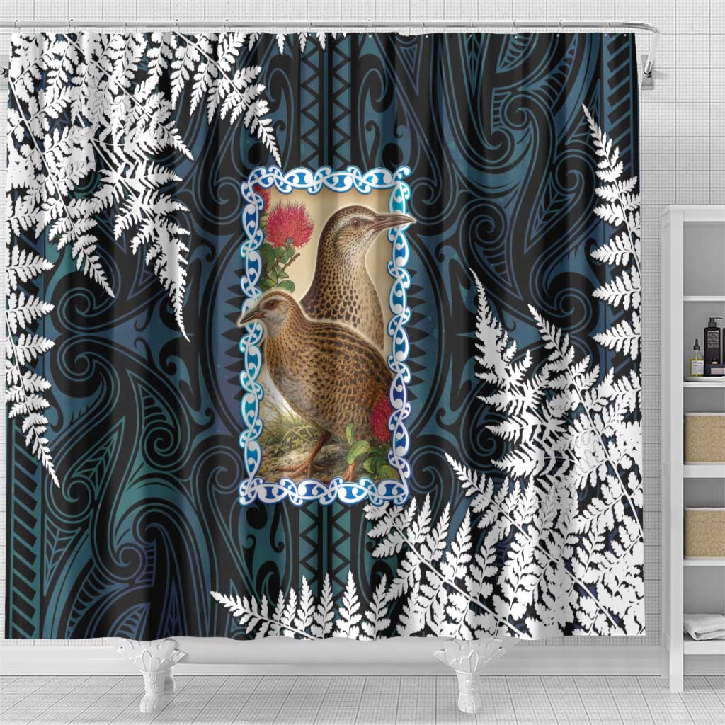 New Zealand Weka Shower Curtain Maori Hen Koru Pattern LT05 - Polynesian Pride