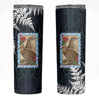 New Zealand Weka Skinny Tumbler Maori Hen Koru Pattern LT05 Black - Polynesian Pride