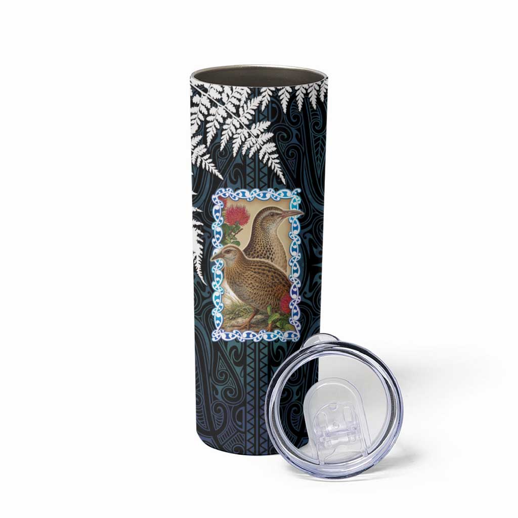 New Zealand Weka Skinny Tumbler Maori Hen Koru Pattern LT05 - Polynesian Pride