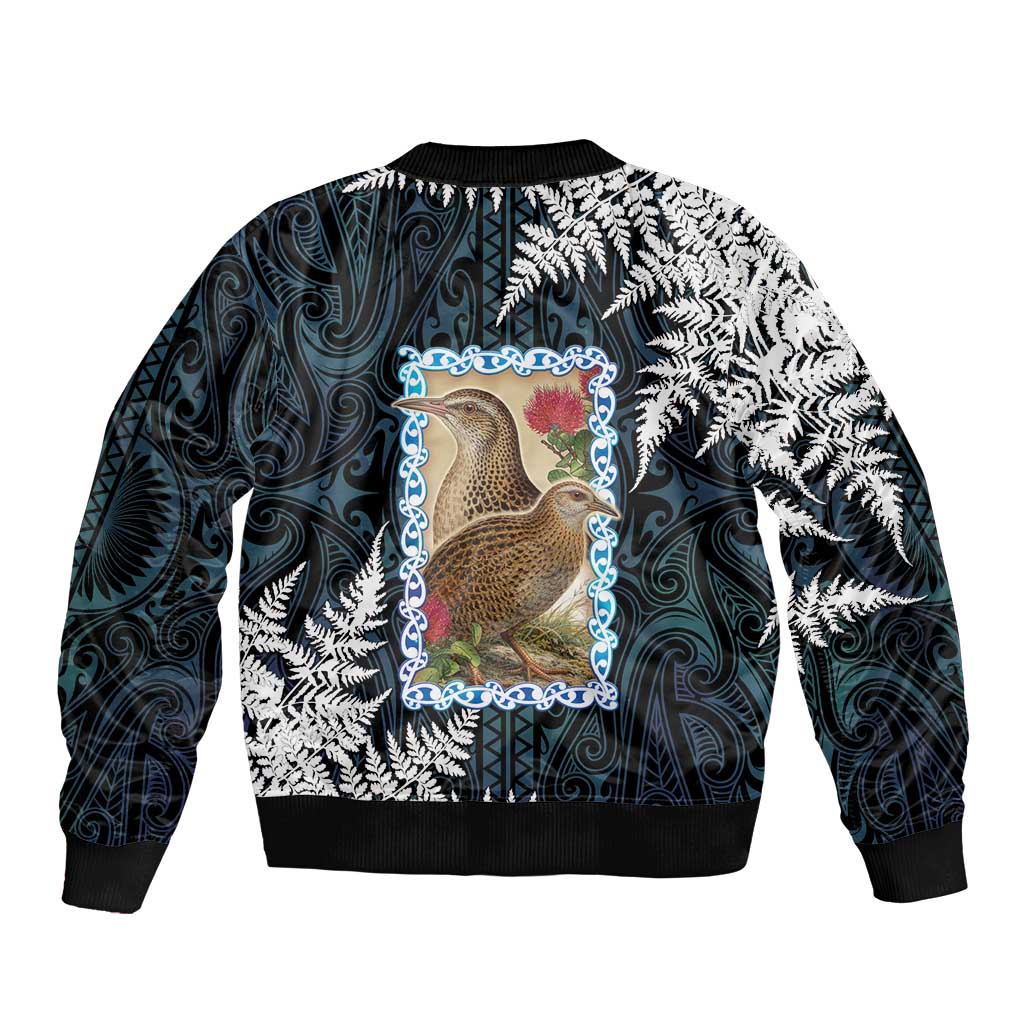 New Zealand Weka Sleeve Zip Bomber Jacket Maori Hen Koru Pattern LT05 - Polynesian Pride