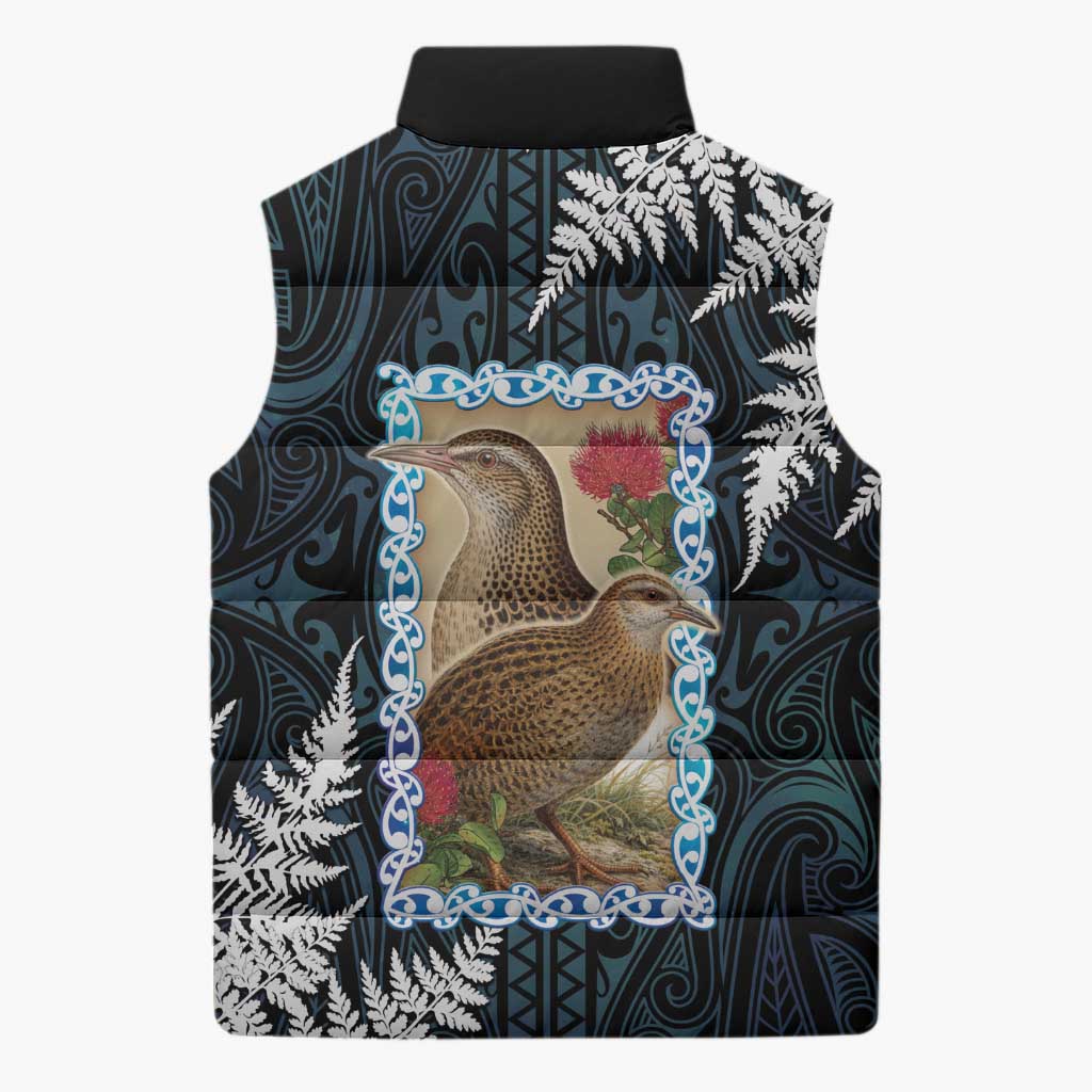 New Zealand Weka Sleeveless Puffer Jacket Maori Hen Koru Pattern LT05 - Polynesian Pride
