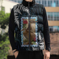 New Zealand Weka Sleeveless Puffer Jacket Maori Hen Koru Pattern LT05 - Polynesian Pride