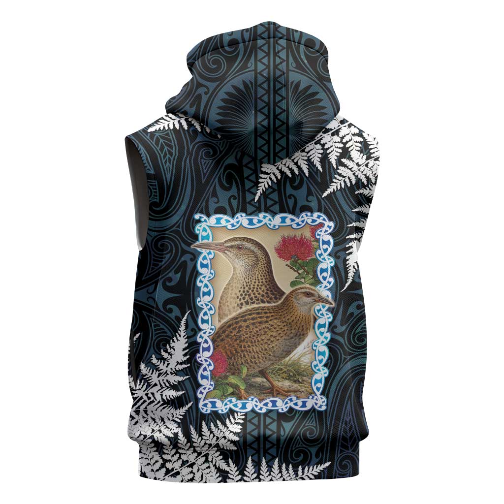 New Zealand Weka Sleeveless Zip Hoodie Maori Hen Koru Pattern LT05 - Polynesian Pride