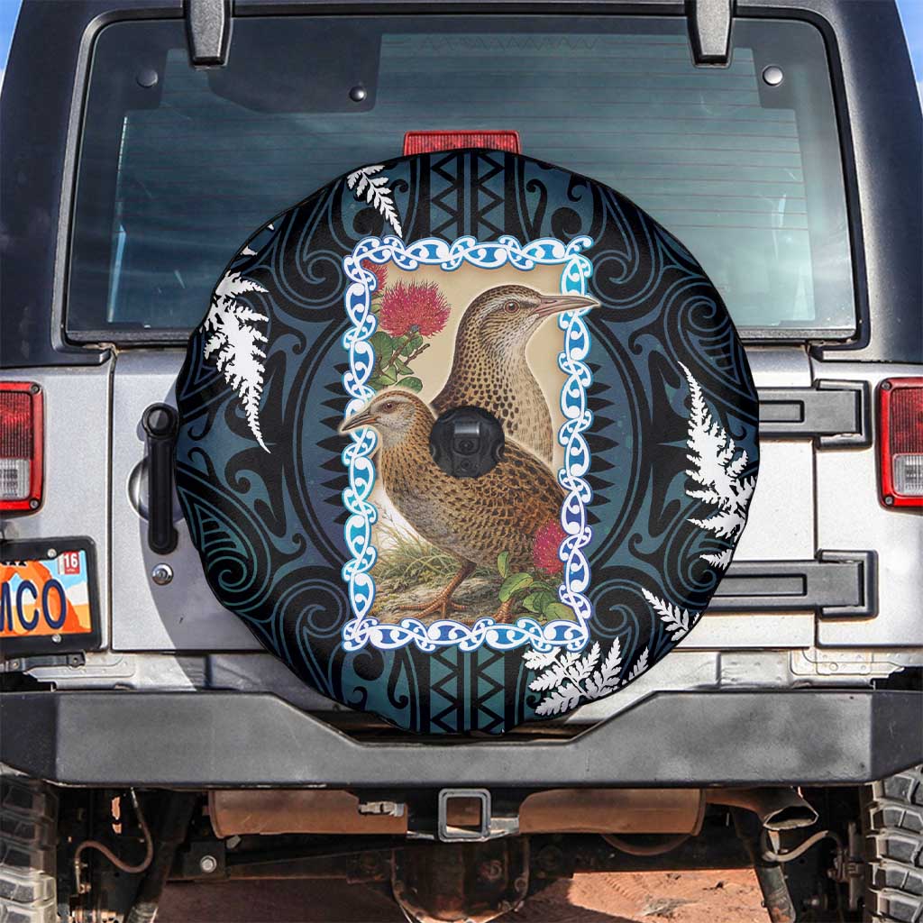 New Zealand Weka Spare Tire Cover Maori Hen Koru Pattern LT05 Black - Polynesian Pride