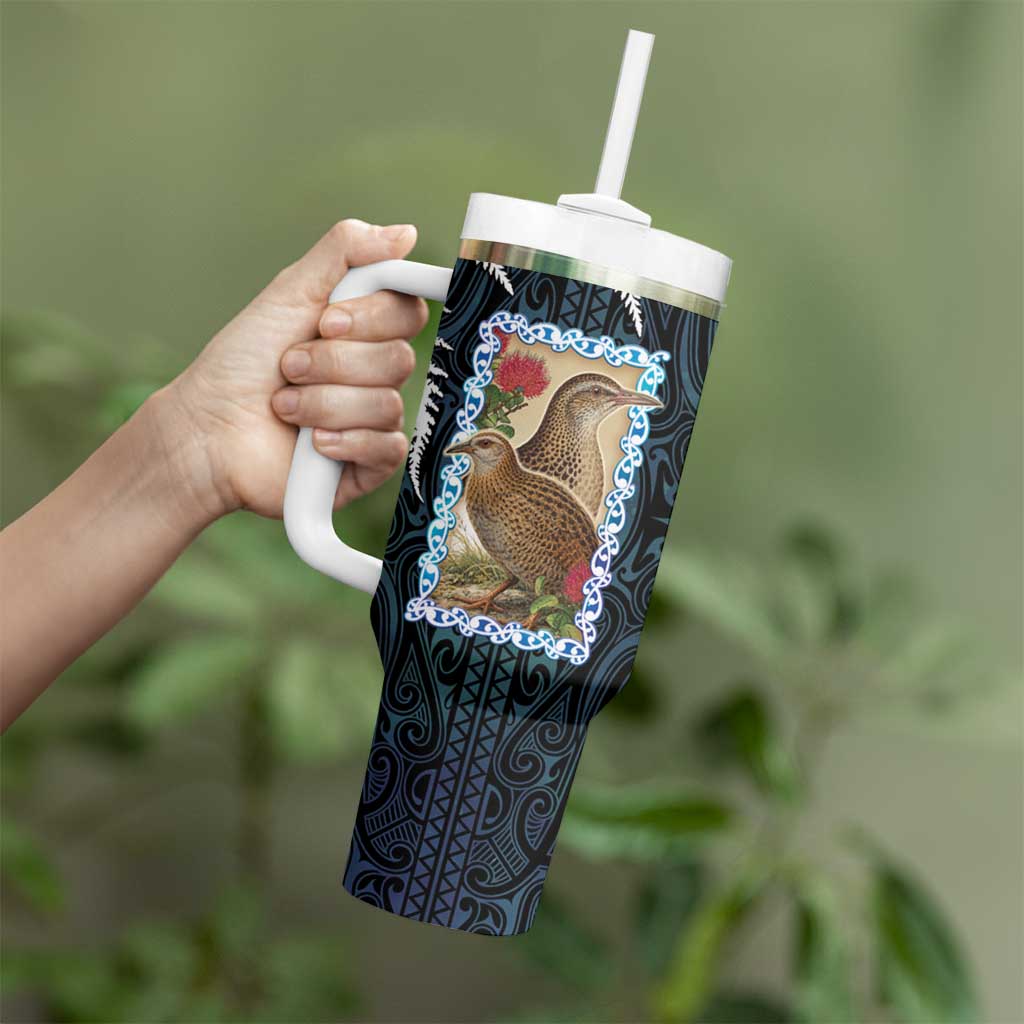 New Zealand Weka Tumbler With Handle Maori Hen Koru Pattern LT05 - Polynesian Pride