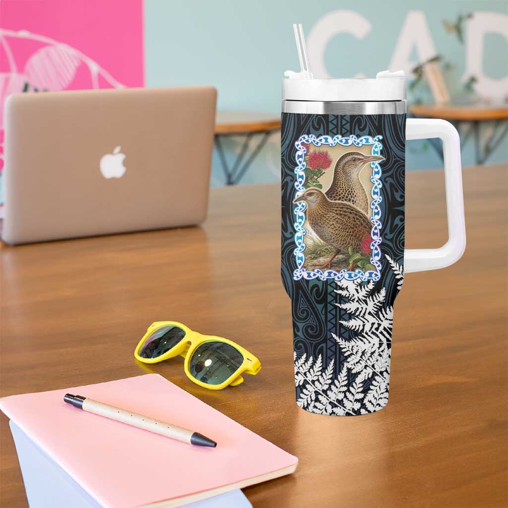 New Zealand Weka Tumbler With Handle Maori Hen Koru Pattern LT05 - Polynesian Pride