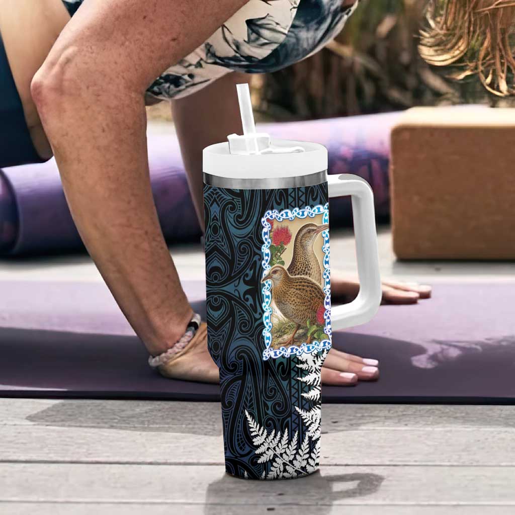 New Zealand Weka Tumbler With Handle Maori Hen Koru Pattern LT05 - Polynesian Pride