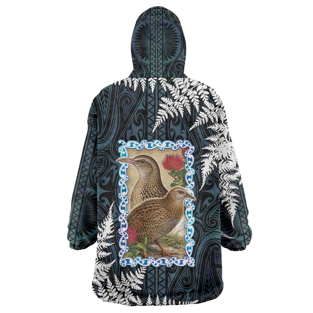 New Zealand Weka Wearable Blanket Hoodie Maori Hen Koru Pattern LT05 - Polynesian Pride