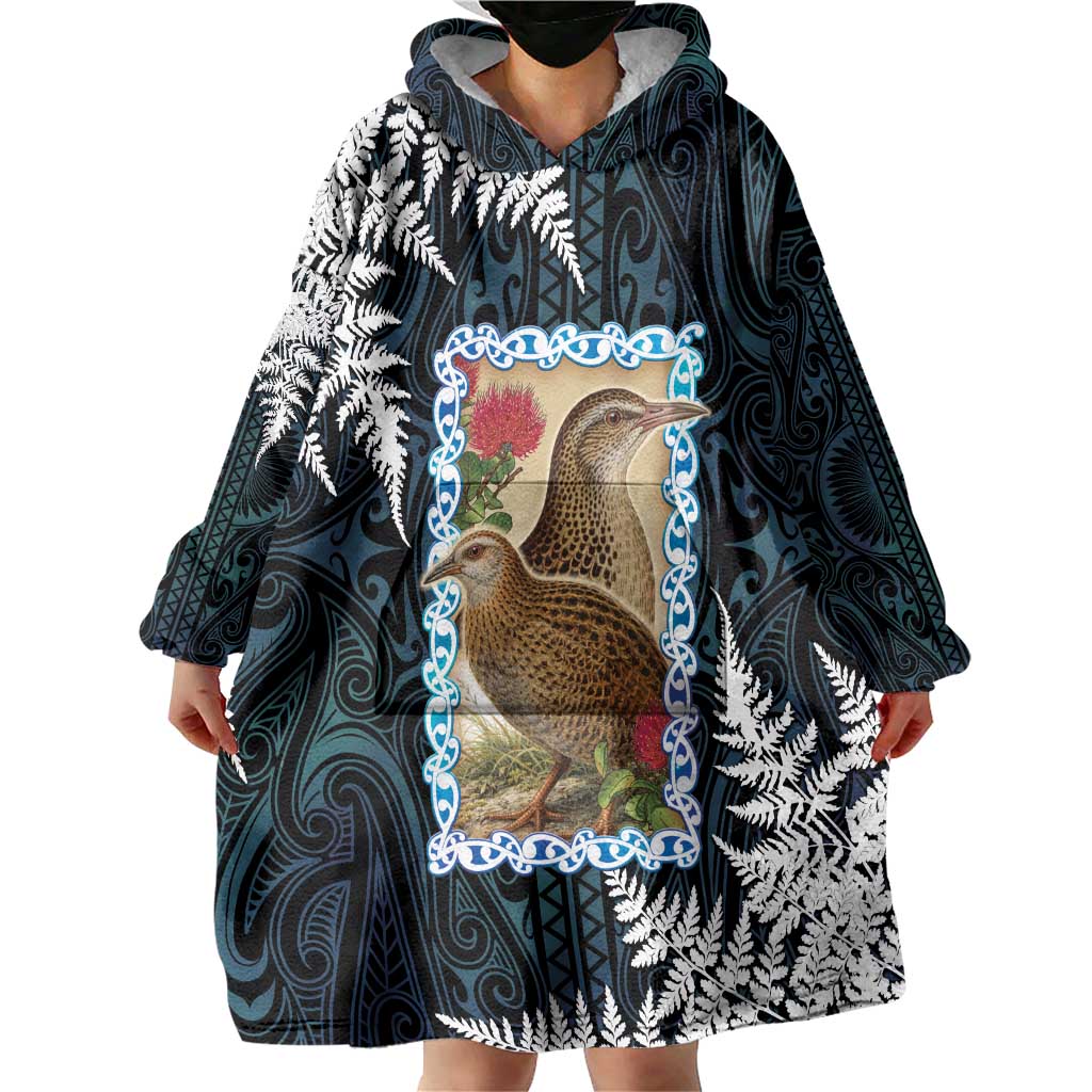 New Zealand Weka Wearable Blanket Hoodie Maori Hen Koru Pattern LT05 - Polynesian Pride