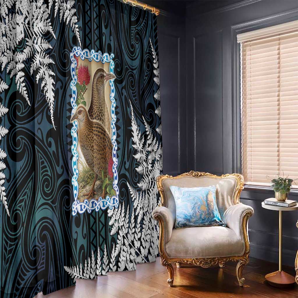 New Zealand Weka Window Curtain Maori Hen Koru Pattern LT05 - Polynesian Pride